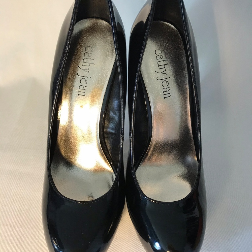 Black Leather Patent Stilletos